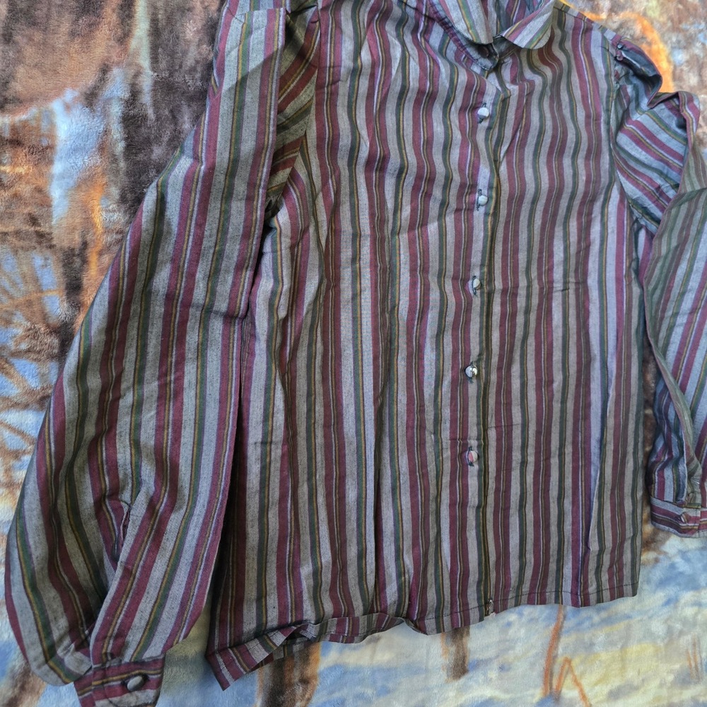 Vintage Wrangler 80s Western Round Collar Pin Striped Formal Button Up sz Small - Picture 2 of 9